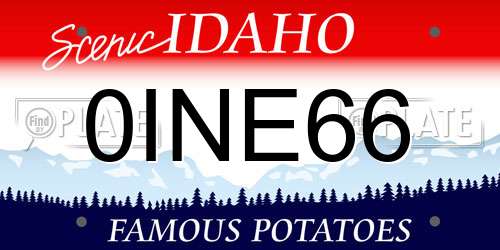0INE66 Idaho License Plate
