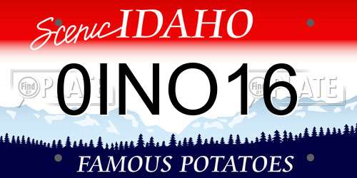 0INO16 Idaho License Plate