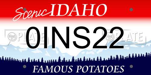 0INS22 Idaho License Plate