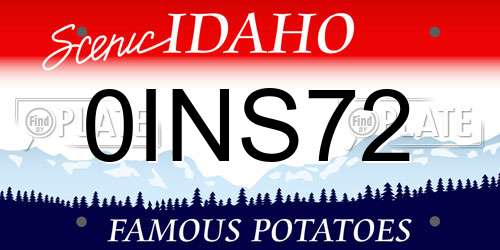 0INS72 Idaho License Plate