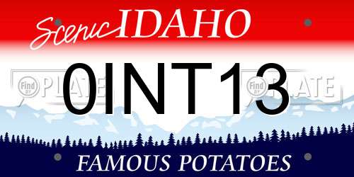 0INT13 Idaho License Plate