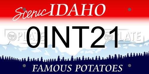0INT21 Idaho License Plate