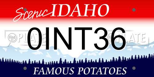 0INT36 Idaho License Plate