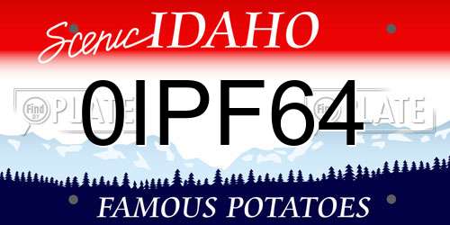 0IPF64 Idaho License Plate