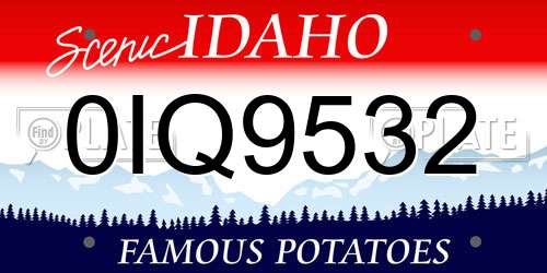 0IQ9532 Idaho License Plate