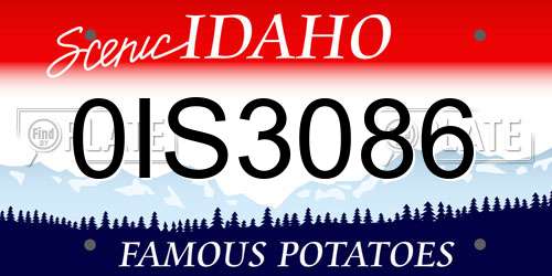 0IS3086 Idaho License Plate