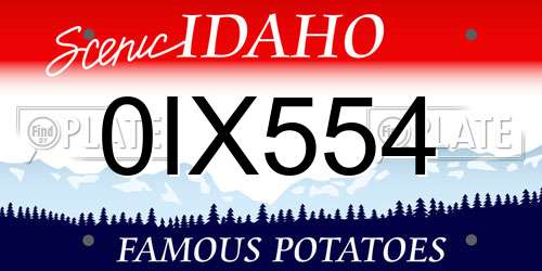 0IX554 Idaho License Plate