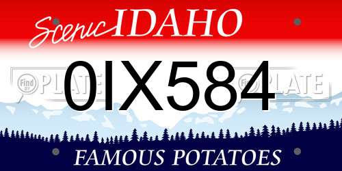 0IX584 Idaho License Plate