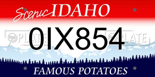 0IX854 Idaho License Plate