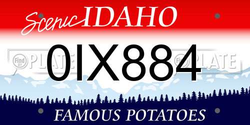 0IX884 Idaho License Plate
