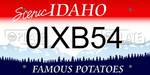 0IXB54 Idaho License Plate