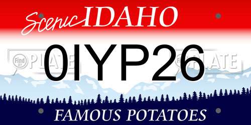 0IYP26 Idaho License Plate