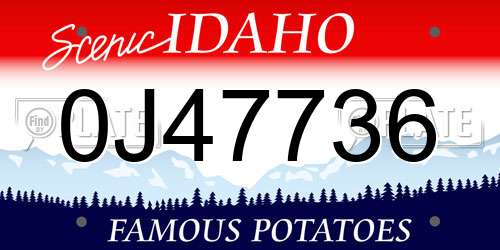 0J47736 Idaho License Plate