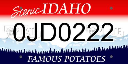 0JD0222 Idaho License Plate