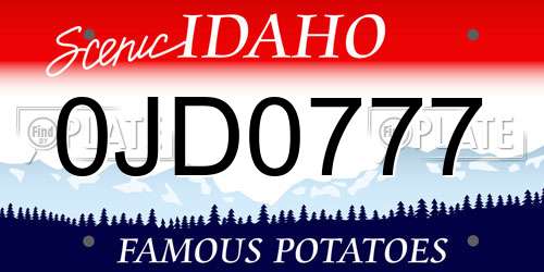 0JD0777 Idaho License Plate