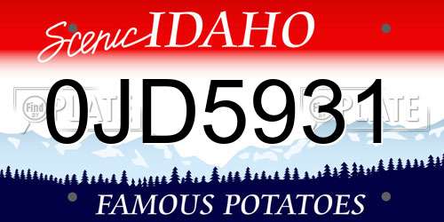 0JD5931 Idaho License Plate