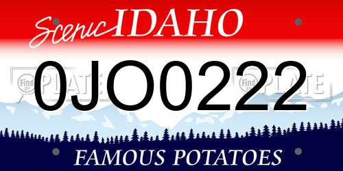 0JO0222 Idaho License Plate