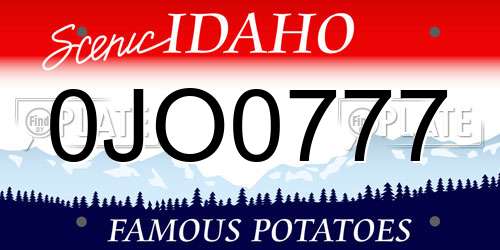 0JO0777 Idaho License Plate