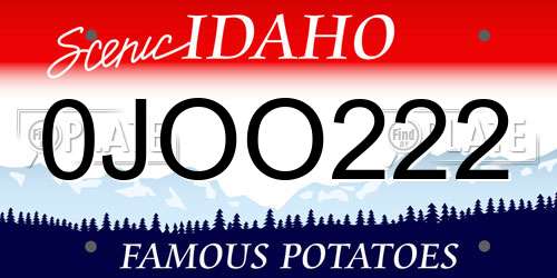 0JOO222 Idaho License Plate