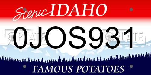 0JOS931 Idaho License Plate