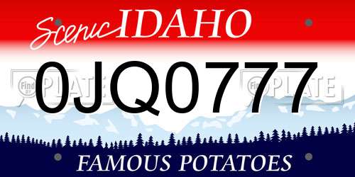 0JQ0777 Idaho License Plate