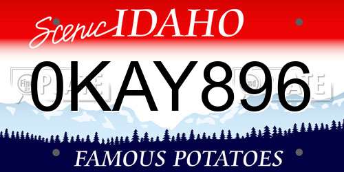 0KAY896 Idaho License Plate