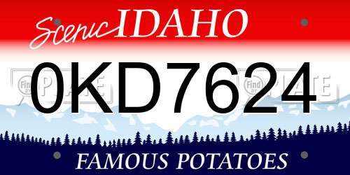 0KD7624 Idaho License Plate