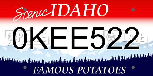 0KEE522 Idaho License Plate