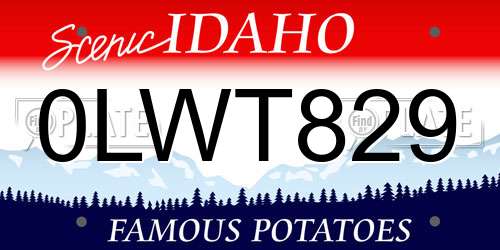 0LWT829 Idaho License Plate