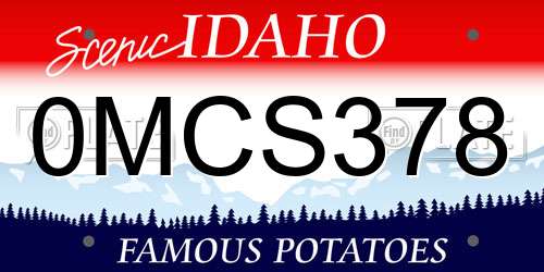 0MCS378 Idaho License Plate