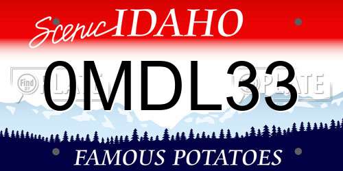 0MDL33 Idaho License Plate