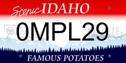 0MPL29 Idaho License Plate