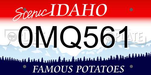 0MQ561 Idaho License Plate