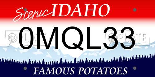 0MQL33 Idaho License Plate