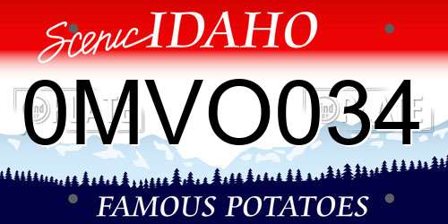 0MVO034 Idaho License Plate