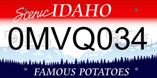 0MVQ034 Idaho License Plate