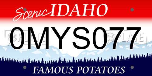 0MYS077 Idaho License Plate