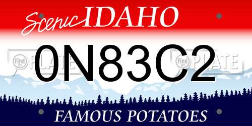 0N83C2 Idaho License Plate