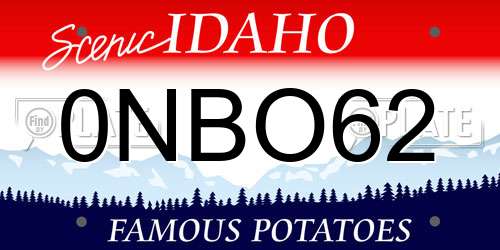 0NBO62 Idaho License Plate