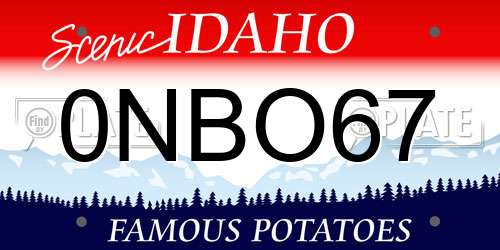 0NBO67 Idaho License Plate