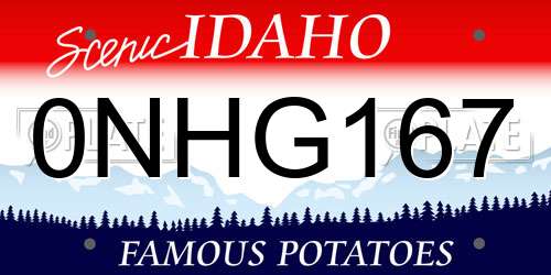 0NHG167 Idaho License Plate
