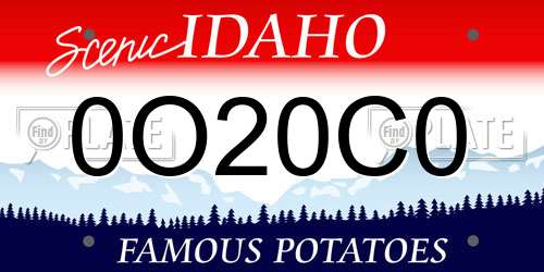 0O20C0 Idaho License Plate