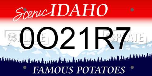 0O21R7 Idaho License Plate