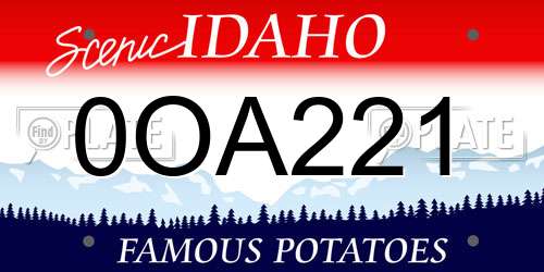 0OA221 Idaho License Plate