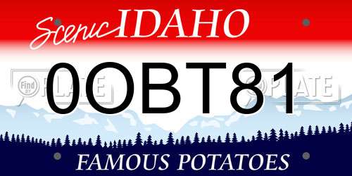 0OBT81 Idaho License Plate