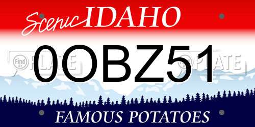 0OBZ51 Idaho License Plate