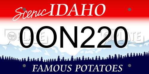 0ON220 Idaho License Plate