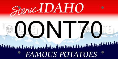 0ONT70 Idaho License Plate