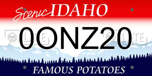 0ONZ20 Idaho License Plate