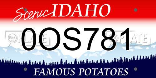 0OS781 Idaho License Plate